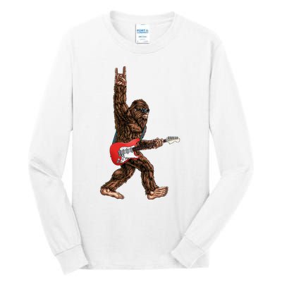 Bigfoot Playing A Electric Guitar Rock On Sasquatch Big Foot Tall Long Sleeve T-Shirt