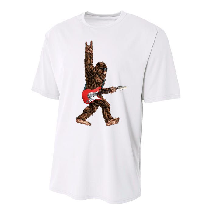 Bigfoot Playing A Electric Guitar Rock On Sasquatch Big Foot Performance Sprint T-Shirt