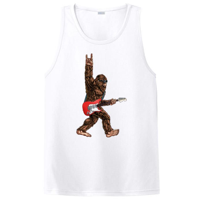 Bigfoot Playing A Electric Guitar Rock On Sasquatch Big Foot PosiCharge Competitor Tank