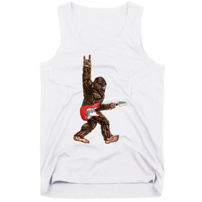 Bigfoot Playing A Electric Guitar Rock On Sasquatch Big Foot Tank Top