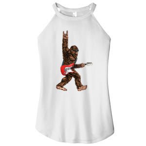 Bigfoot Playing A Electric Guitar Rock On Sasquatch Big Foot Women's Perfect Tri Rocker Tank