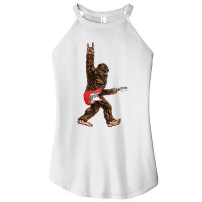 Bigfoot Playing A Electric Guitar Rock On Sasquatch Big Foot Women's Perfect Tri Rocker Tank