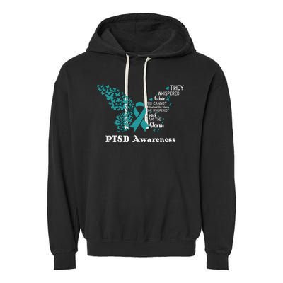 Butterfly PTSD Awareness I Am The Storm PTSD Garment-Dyed Fleece Hoodie