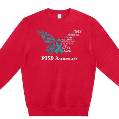 Butterfly PTSD Awareness I Am The Storm PTSD Premium Crewneck Sweatshirt