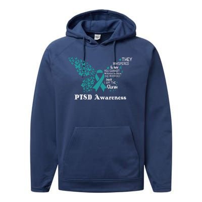 Butterfly PTSD Awareness I Am The Storm PTSD Performance Fleece Hoodie