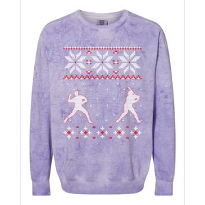 Baseball Pitcher And Batter Outdoor Game Ugly Christmas Gift Colorblast Crewneck Sweatshirt