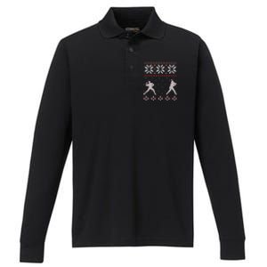 Baseball Pitcher And Batter Outdoor Game Ugly Christmas Gift Performance Long Sleeve Polo