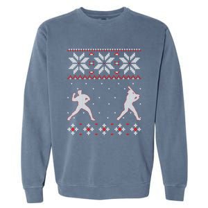 Baseball Pitcher And Batter Outdoor Game Ugly Christmas Gift Garment-Dyed Sweatshirt