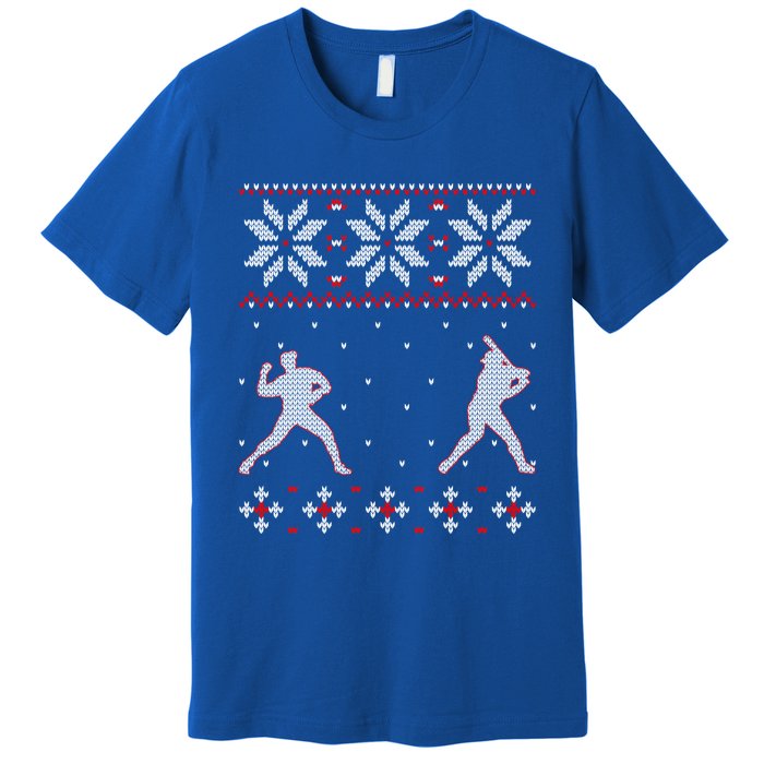 Baseball Pitcher And Batter Outdoor Game Ugly Christmas Gift Premium T-Shirt