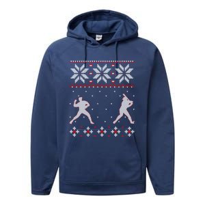 Baseball Pitcher And Batter Outdoor Game Ugly Christmas Gift Performance Fleece Hoodie