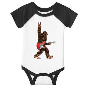 Bigfoot Playing A Electric Guitar Rock On Sasquatch Big Foot Infant Baby Jersey Bodysuit