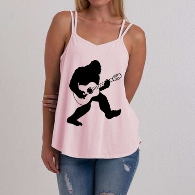 Bigfoot Playing Acoustic Guitar Women's Strappy Tank