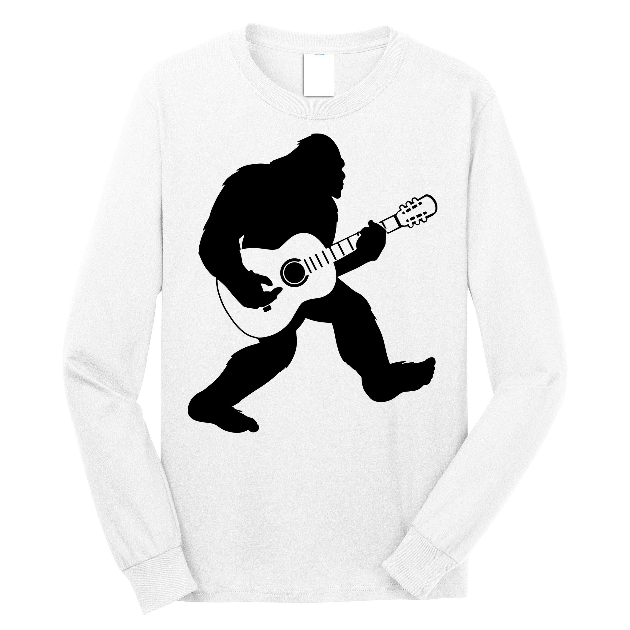 Bigfoot Playing Acoustic Guitar Long Sleeve Shirt