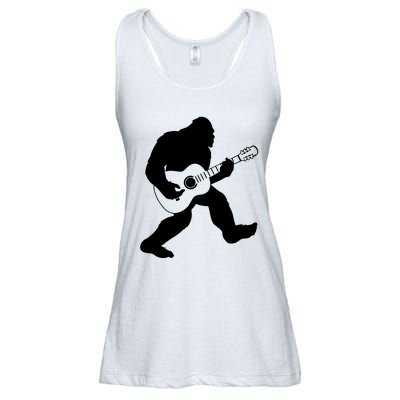 Bigfoot Playing Acoustic Guitar Ladies Essential Flowy Tank