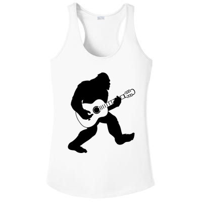 Bigfoot Playing Acoustic Guitar Ladies PosiCharge Competitor Racerback Tank