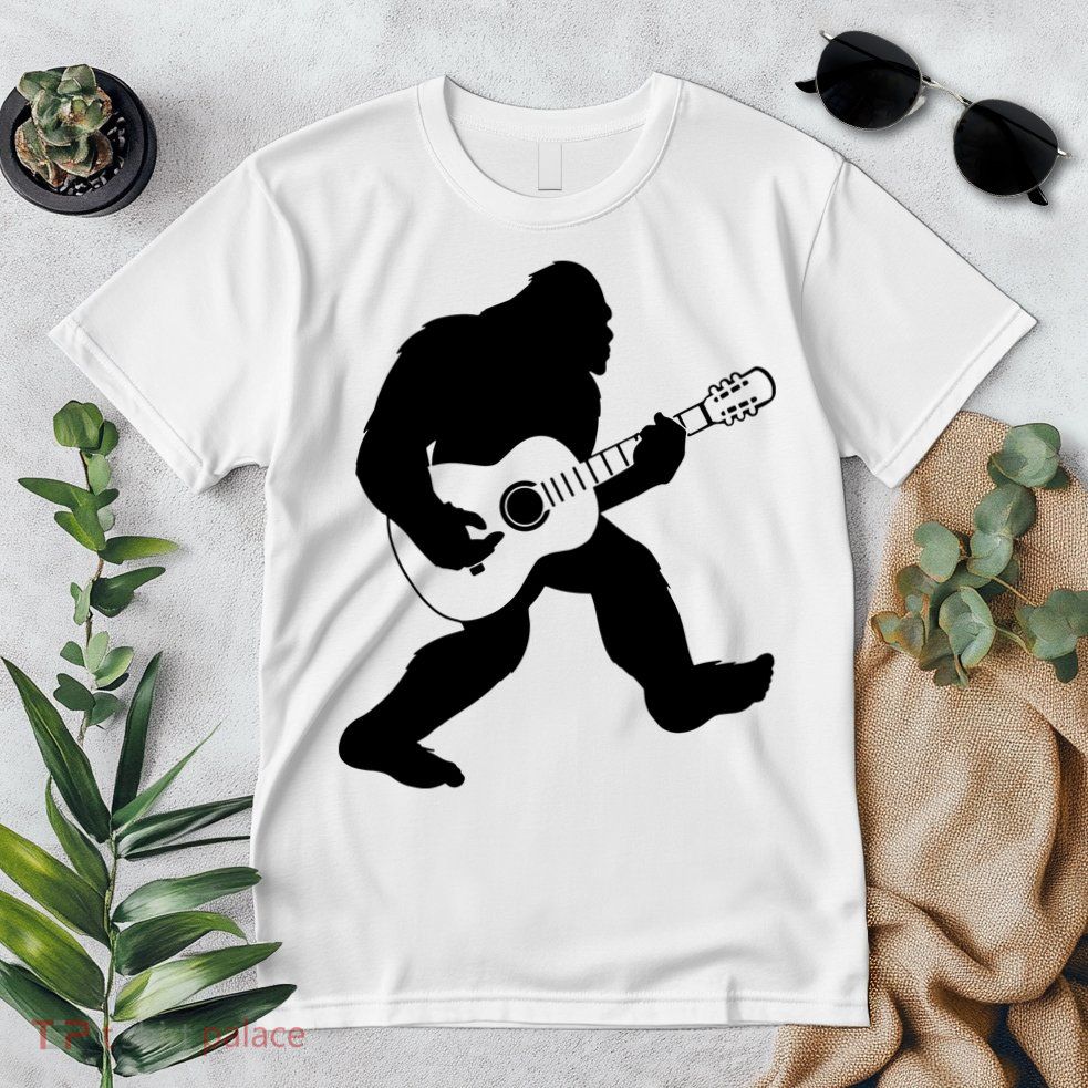 Bigfoot Playing Acoustic Guitar Premium T-Shirt
