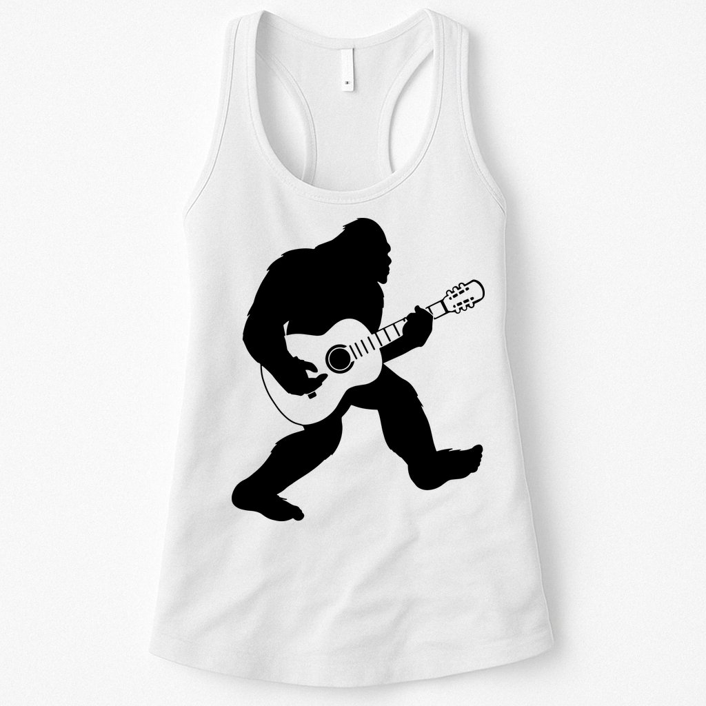 Bigfoot Playing Acoustic Guitar Womens Tank Top