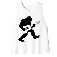 Bigfoot Playing Acoustic Guitar Women's Racerback Cropped Tank