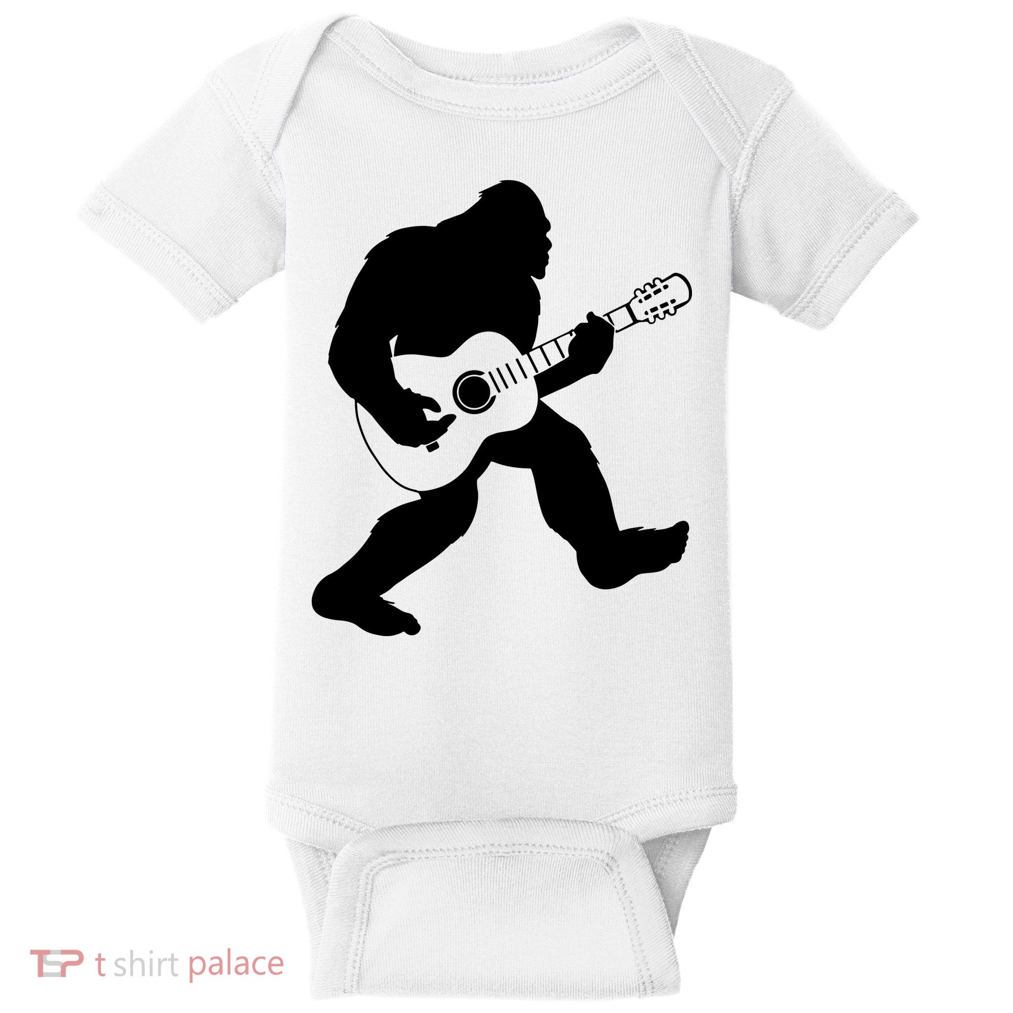 Bigfoot Playing Acoustic Guitar Baby Bodysuit