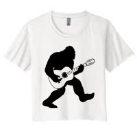 Bigfoot Playing Acoustic Guitar Women's Crop Top Tee