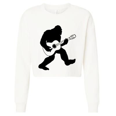 Bigfoot Playing Acoustic Guitar Cropped Pullover Crew