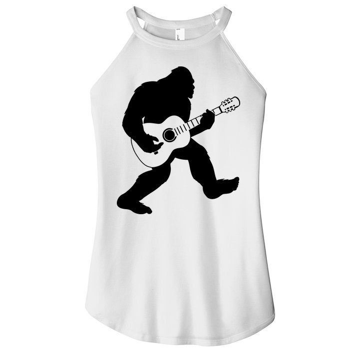 Bigfoot Playing Acoustic Guitar Women's Perfect Tri Rocker Tank
