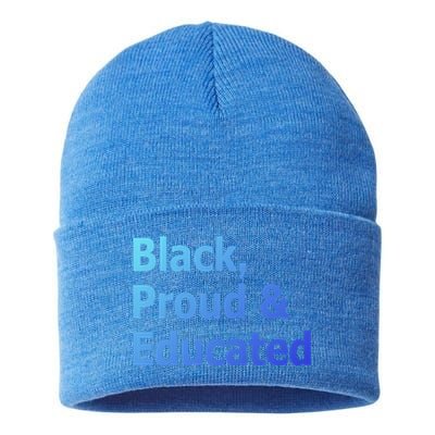 Black Proud And Educated African American Cool Gift Sustainable Knit Beanie