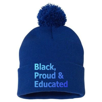 Black Proud And Educated African American Cool Gift Pom Pom 12in Knit Beanie