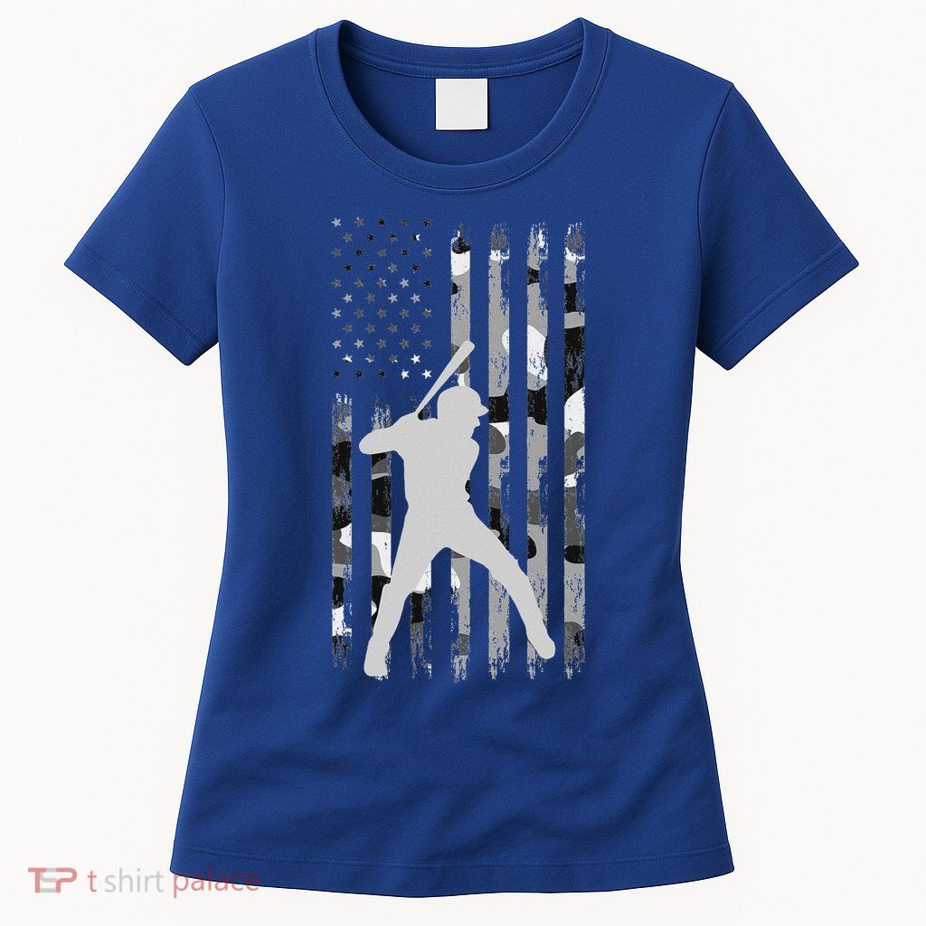 Baseball Player American Flag USA Camo Patriotic Women's T-Shirt