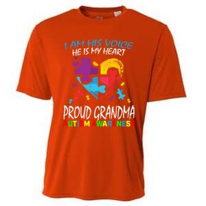 Blue Proud Autism Awareness Grandma Grandson I Am His Voice Cool Gift Cooling Performance Crew T-Shirt