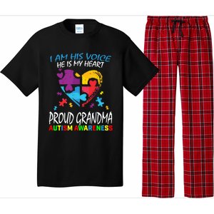 Blue Proud Autism Awareness Grandma Grandson I Am His Voice Cool Gift Pajama Set