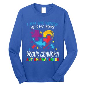 Blue Proud Autism Awareness Grandma Grandson I Am His Voice Cool Gift Long Sleeve Shirt