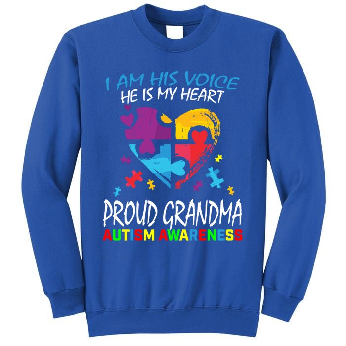 Blue Proud Autism Awareness Grandma Grandson I Am His Voice Cool Gift Sweatshirt