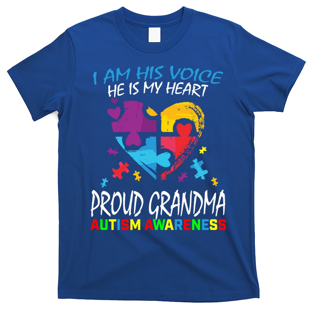 Blue Proud Autism Awareness Grandma Grandson I Am His Voice Cool Gift T-Shirt