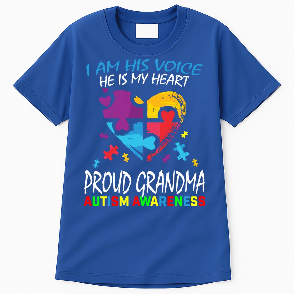 Blue Proud Autism Awareness Grandma Grandson I Am His Voice Cool Gift Tall T-Shirt