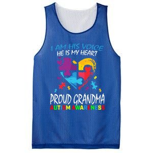 Blue Proud Autism Awareness Grandma Grandson I Am His Voice Cool Gift Mesh Reversible Basketball Jersey Tank