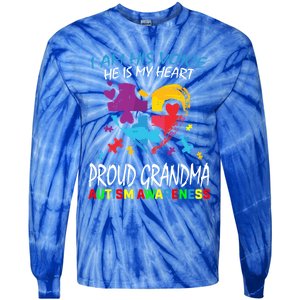 Blue Proud Autism Awareness Grandma Grandson I Am His Voice Cool Gift Tie-Dye Long Sleeve Shirt