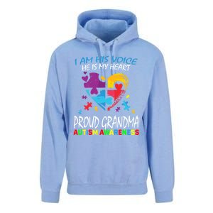 Blue Proud Autism Awareness Grandma Grandson I Am His Voice Cool Gift Unisex Surf Hoodie