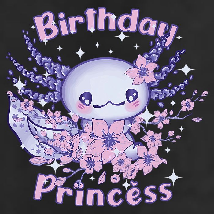 Birthday Princess And Axolotl Birthday 7 Panel Mesh Trucker Snapback Hat