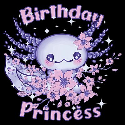 Birthday Princess And Axolotl Birthday T-Shirt