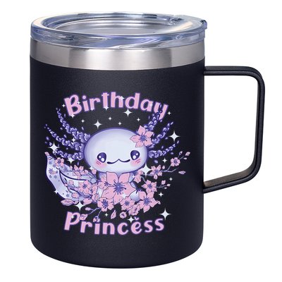 Birthday Princess And Axolotl Birthday 12oz Stainless Steel Coffee Mug
