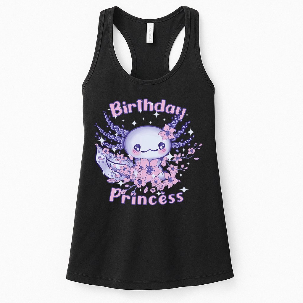 Birthday Princess And Axolotl Birthday Womens Tank Top