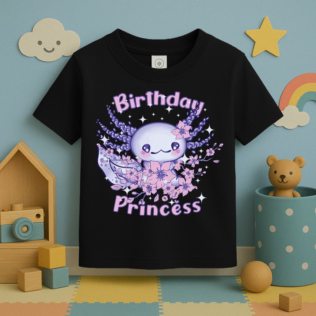 Birthday Princess And Axolotl Birthday Toddler T-Shirt