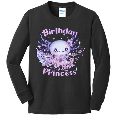 Birthday Princess And Axolotl Birthday Kids Long Sleeve Shirt