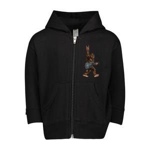 Bigfoot Playing A Dragon Guitar Rock On Sasquatch Big Foot Toddler Zip Fleece Hoodie