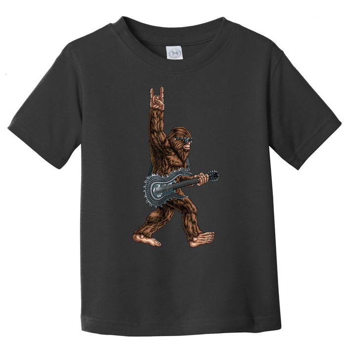 Bigfoot Playing A Dragon Guitar Rock On Sasquatch Big Foot Toddler T-Shirt