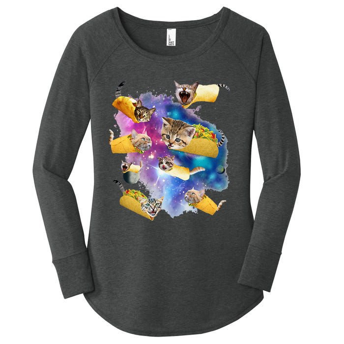 Burrito Pizza And Taco Cat In Space Tacocat Gift Idea Women's Perfect Tri Tunic Long Sleeve Shirt