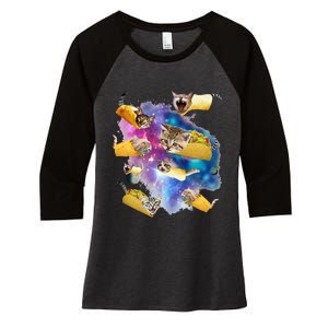 Burrito Pizza And Taco Cat In Space Tacocat Gift Idea Women's Tri-Blend 3/4-Sleeve Raglan Shirt