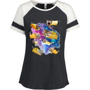 Burrito Pizza And Taco Cat In Space Tacocat Gift Idea Enza Ladies Jersey Colorblock Tee