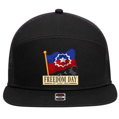 Black Proud African American for Juneteenth Flag 7 Panel Mesh Trucker Snapback Hat